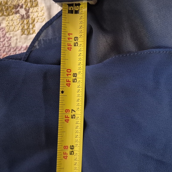 AW Bridal Long Dress Navy Midnight Blue Short Sleeve Rhinestone Back Buttons 12 - Picture 8 of 9